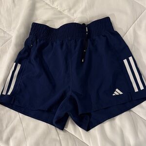 Adidas Dark Blue Sports Shorts with White Stripes